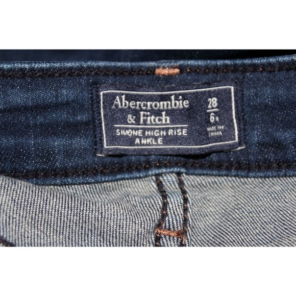 Abercrombie & Fitch Simone High Rise Ankle Jeans‎ Side Stripe Dark Blue 28 - Picture 3 of 7